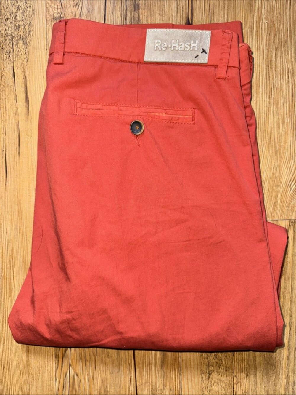 Re-Hash Italy Red Slim Mucha Chino Pants Size 36x30 Tailored Cotton Casual